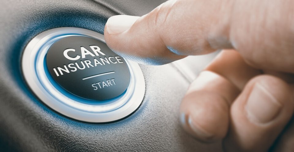 Picture of thumb pressing button to get car insurance.