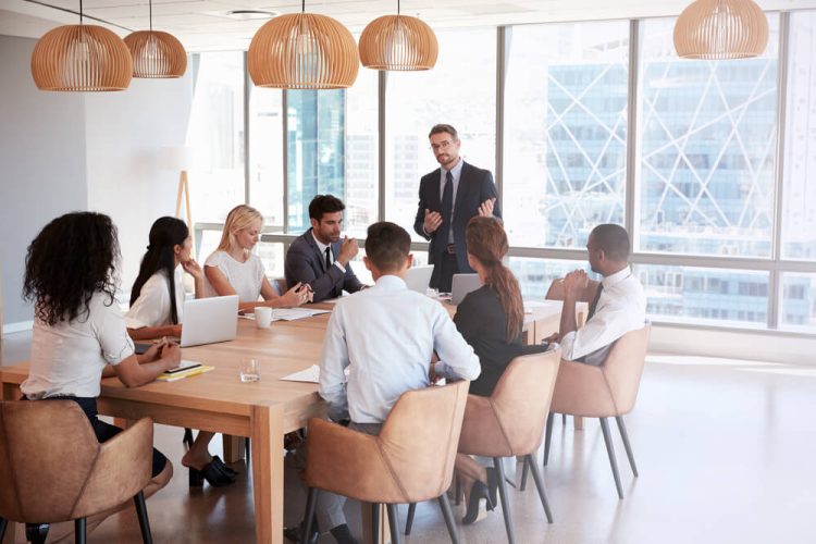 Group of business people in a meeting.