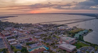 Aerial view of Punta Gorda, small city in Southern Florida.